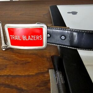 Vintage leather belt with custom buckle M